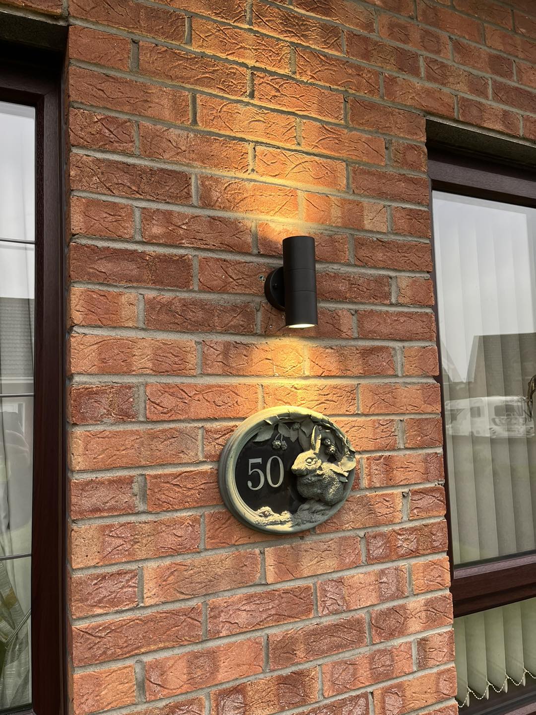 Wall light on front of house in Carrickfergus, County Antrim