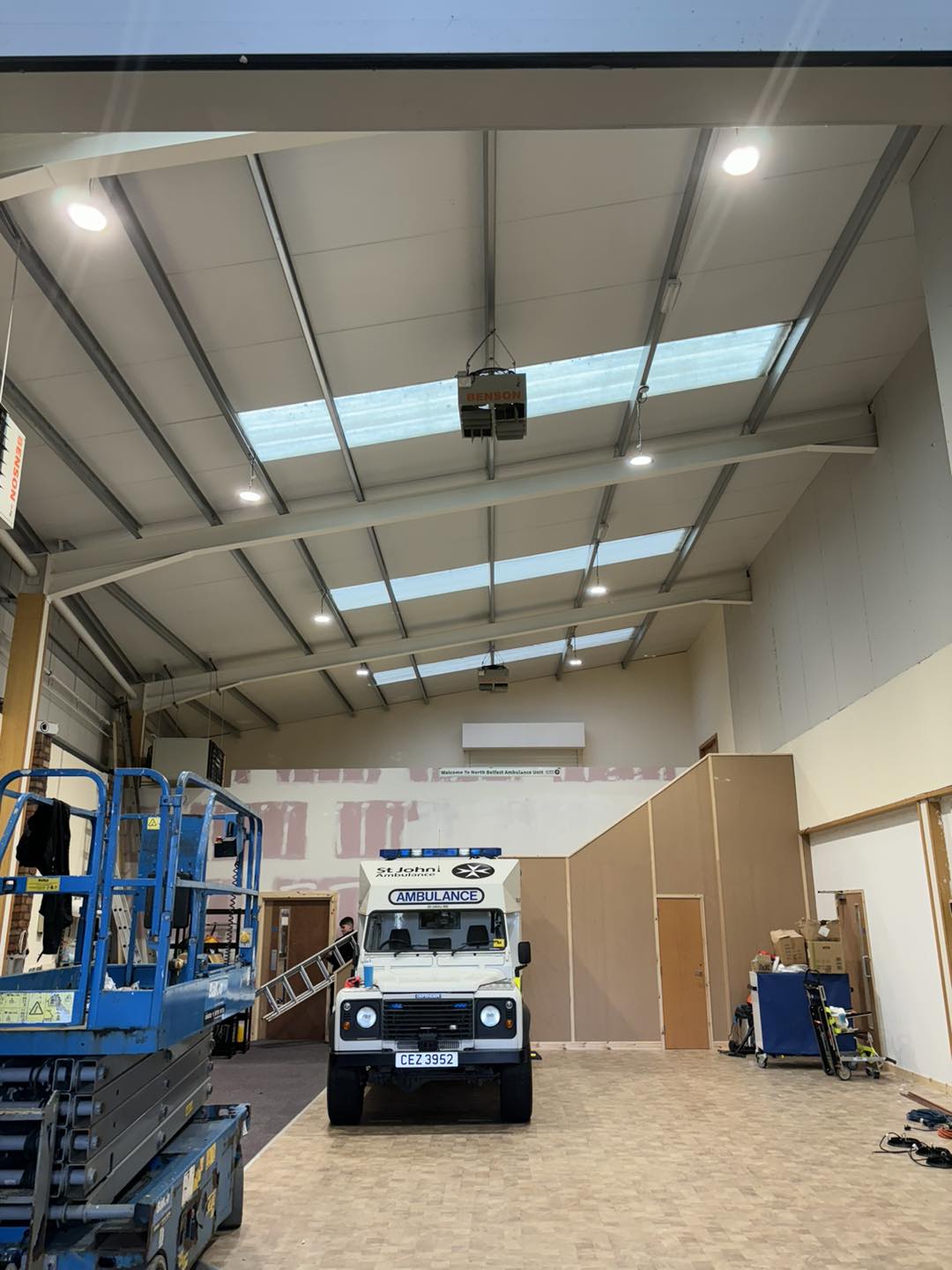 Old PSNI meat wagon parked in office in Carrickfergus, County Antrim