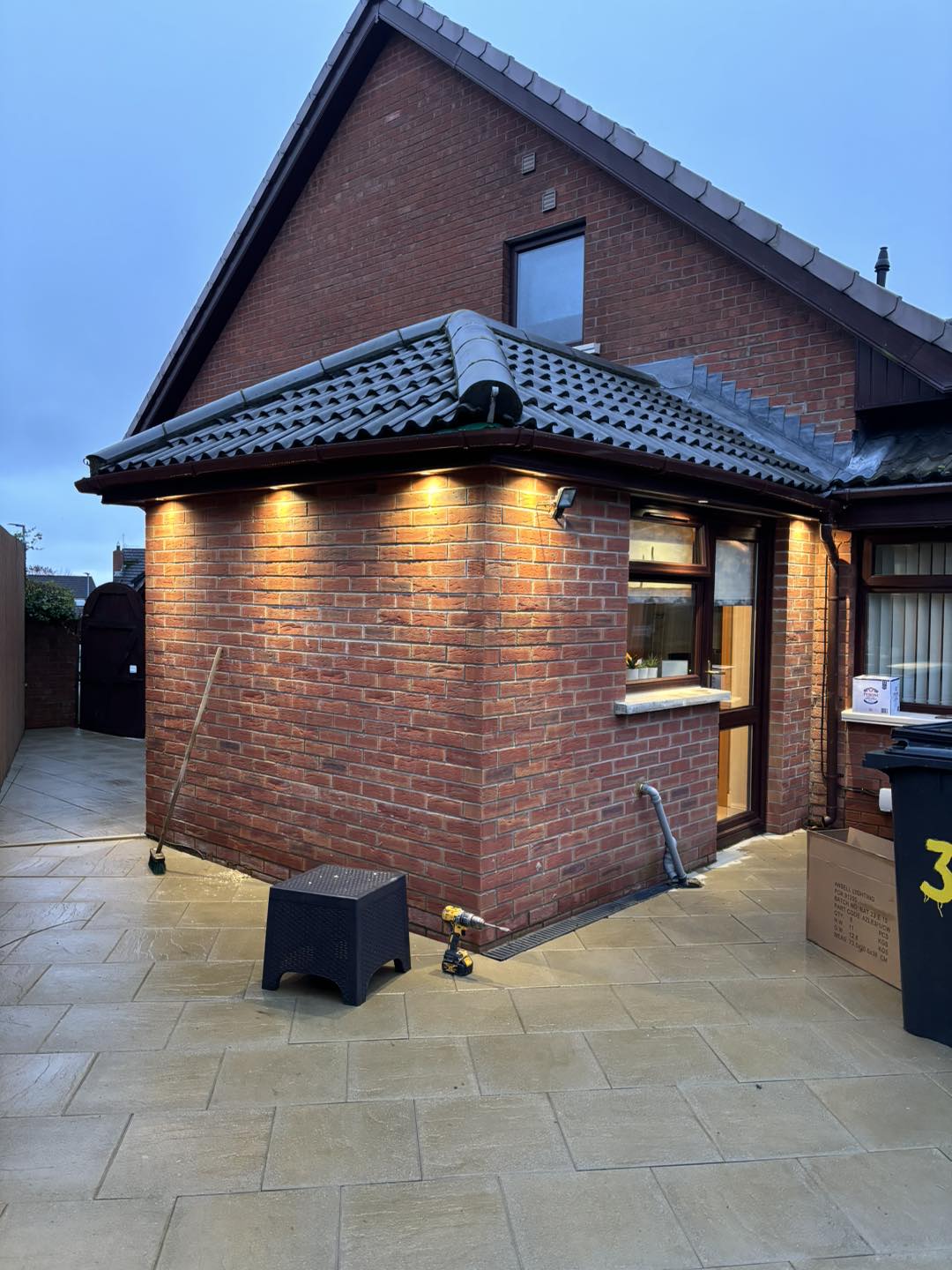Down light on garden extension in Carrickfergus, County Antrim