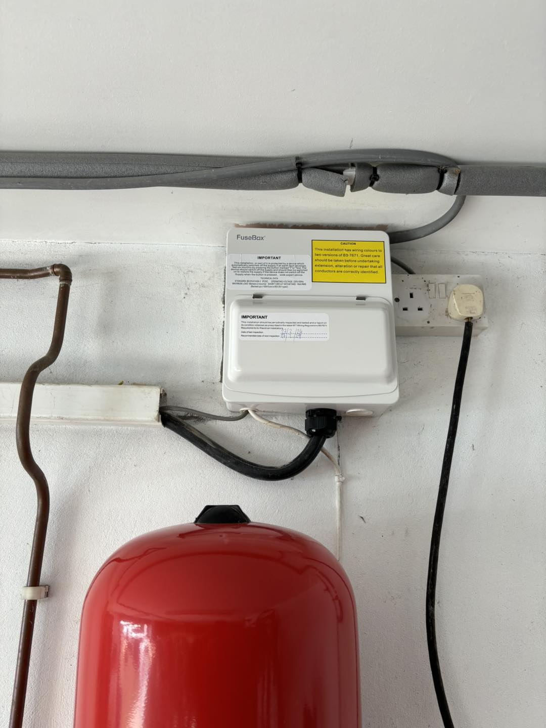 Metal fuse box on wall in Carrickfergus, County Antrim