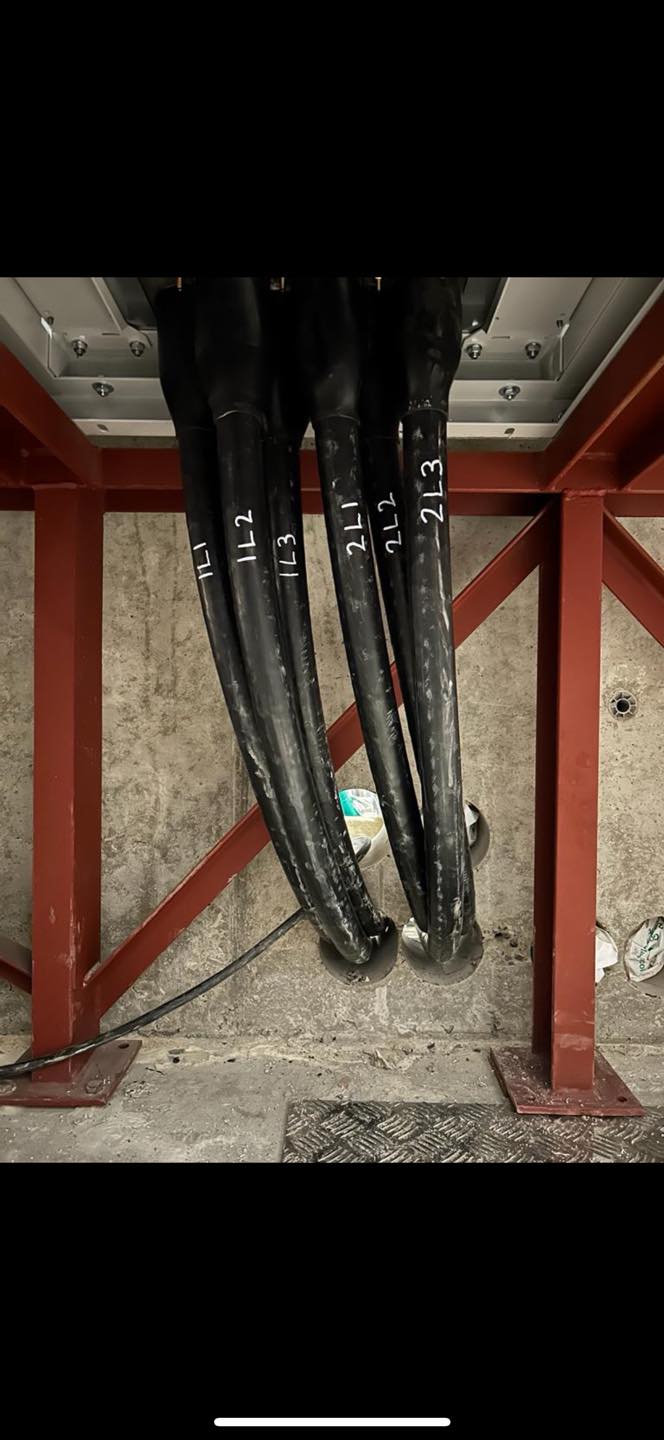 Thick black wires in Carrickfergus, County Antrim