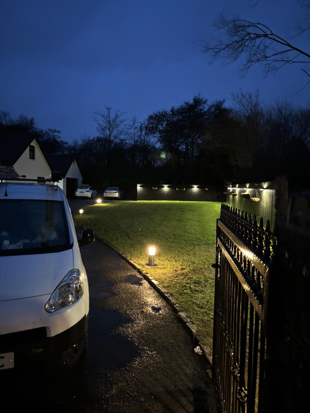 Driveway lights in home garden in Carrickfergus, County Antrim