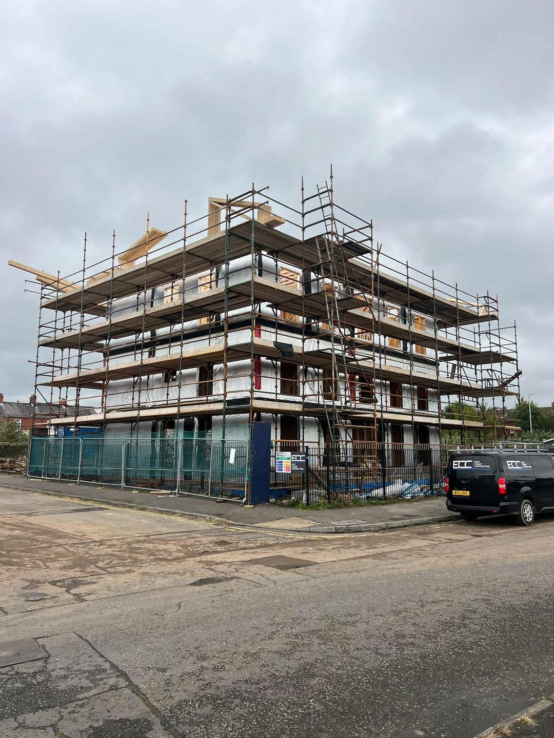 Scaffolding around building in Carrickfergus, County Antrim